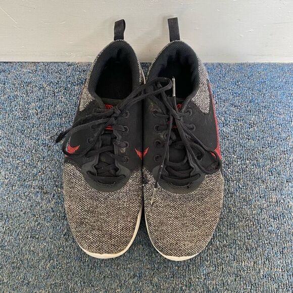 Nike flex men 9 tie up running shoes black red & white - Picture 3 of 9